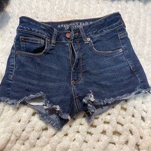 High waisted denim shorts.